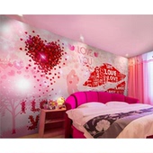 锭制情侣主题酒店墙布3d浪漫红色玫瑰花背景墙纸温馨房间床头墙布