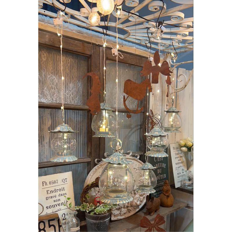 5h6s复古做旧铁艺玻璃小风灯户外园艺杂货氛围感花园装饰杂货