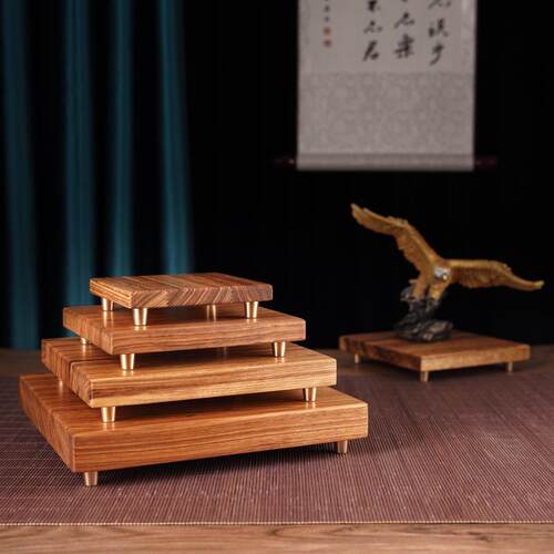 乌金木实木底座加高加厚圆底座长方形正方形新中式轻奢摆件底座