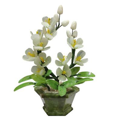天然玉石景泰蓝工艺品玉器盆景兰花玄关酒柜客厅创意盆栽摆件
