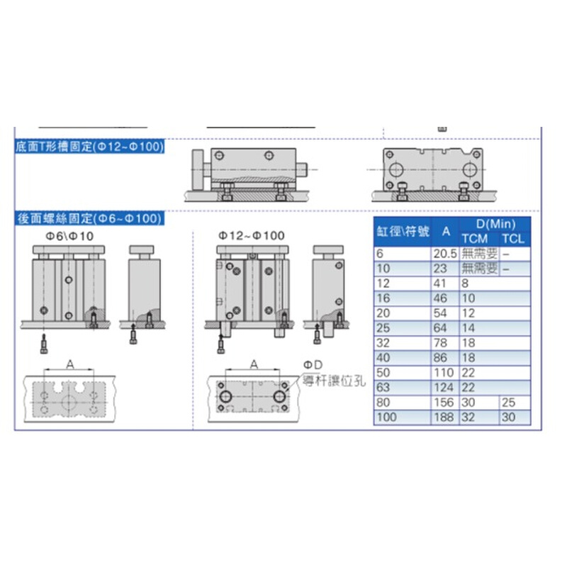 tcm12x10x20x25x30x40x50x75x100x125x150x15s原装亚德客三轴气缸