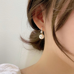韩国珍珠耳环气质名媛女纯银2023新款爆款高级感轻奢高端耳扣耳饰