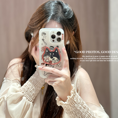 原创二合一双层IMD趣味可爱猫咪适用iphone16pm手机壳女2025新款15苹果14promax全包防摔个性搞怪不会撞款13