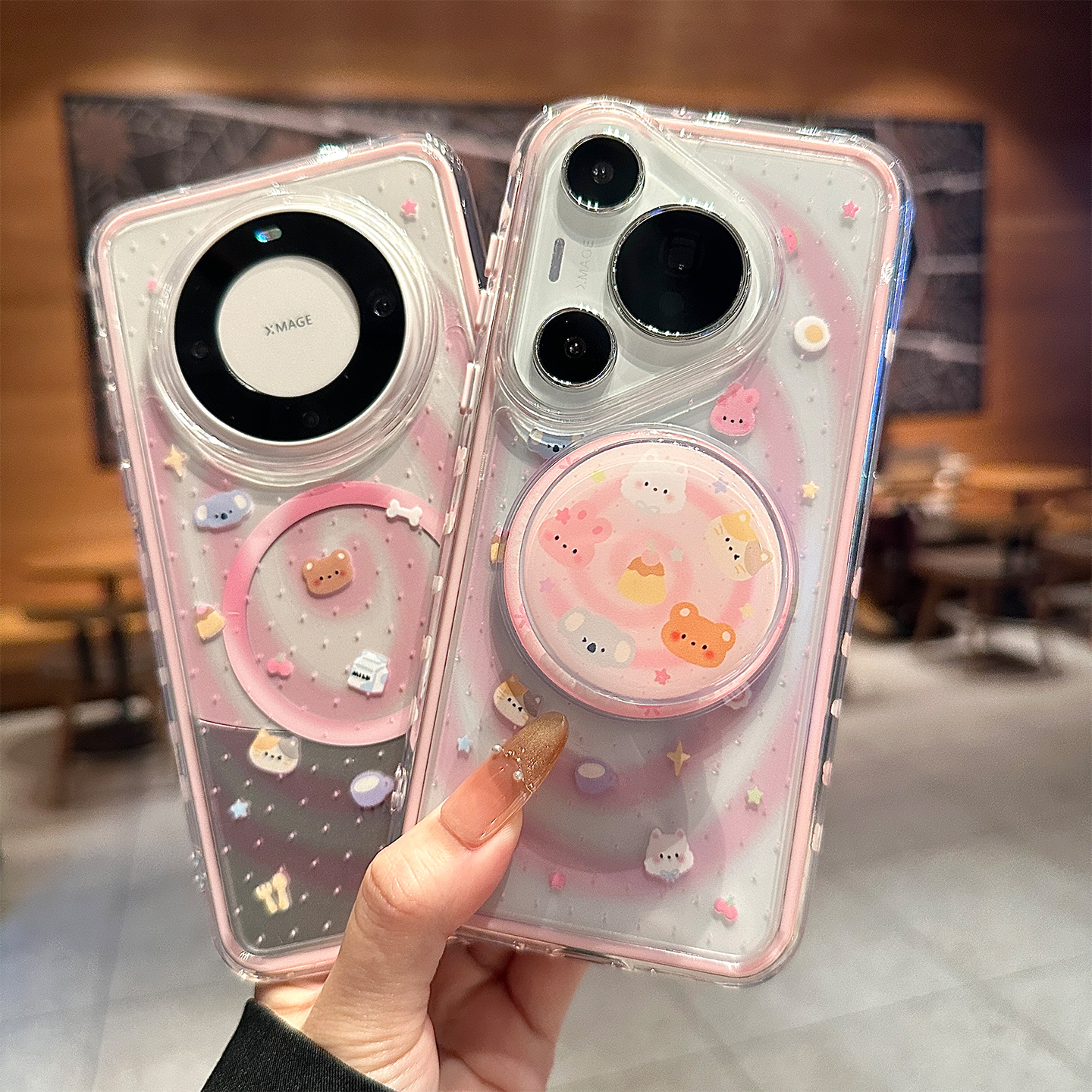 适用华为mate70pro+手机壳新款可爱小动物磁吸支架mate60pro保护套高级感pura70pro+全包防摔70pro简约女款