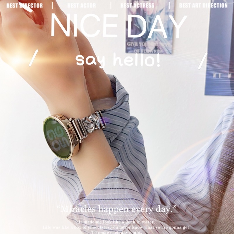 蛮舟适用华为GT5手表带爱心镶钻