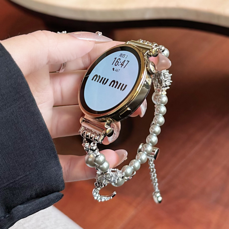 蛮舟适用华为GT5星月银珍珠蝴蝶腊肠狗手表带GT4proGT3女新款Watch5串珠iwatchS10手链magic2手表配件42/41mm