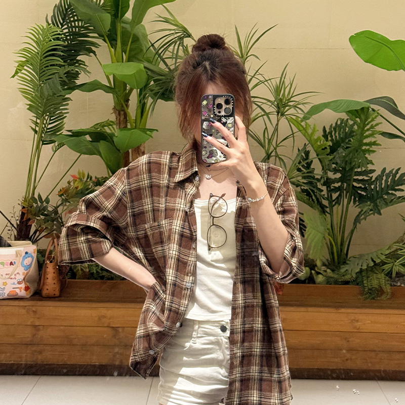 2025新款秋冬季女实拍衬衫纯棉长袖复古风休闲上衣春秋冬上衣女装