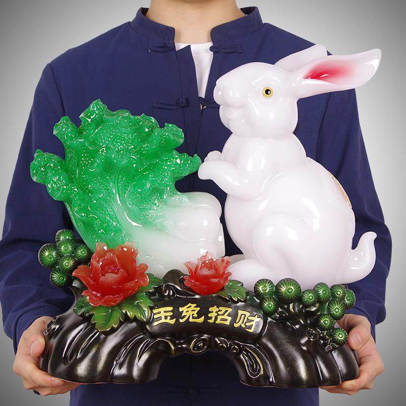 玉兔摆件白菜生肖兔子招财家居饰品乔迁新居客厅酒柜玄关桌面摆件,家居饰品,桌面摆件,淘宝优惠券,粉丝福利购,淘宝优惠卷