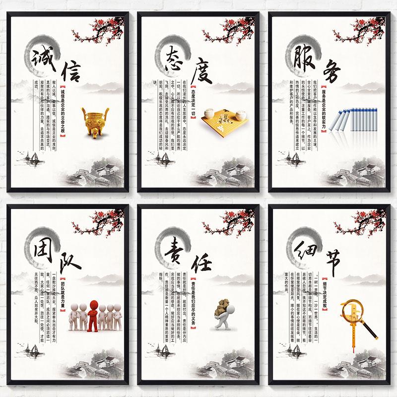 公司企业文化墙装饰画会议室励志标语办公室背景墙面海报挂画定制