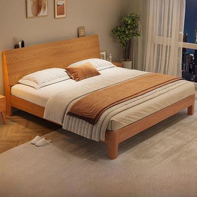 床1米5家用次卧单人床高脚原木色实木床1米8双人1.3米1.2米床新款