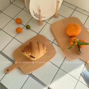 ins风面包板实木砧板把手木质餐盘托盘熟食木盘复古vintage寿司板