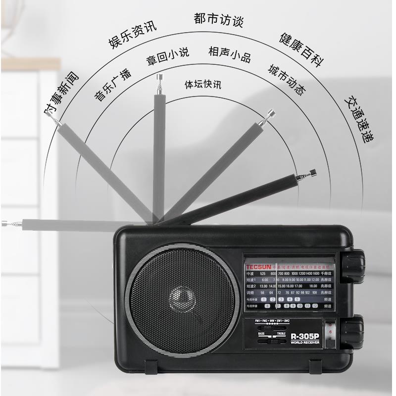 Tecsun/德生 R-305P全波段收音机R305便携式复古台式老年人半导体