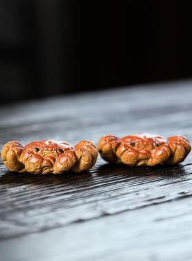 紫砂彷真螃蟹创意大闸蟹桌面摆件书房玄关办公室茶台装饰工艺品