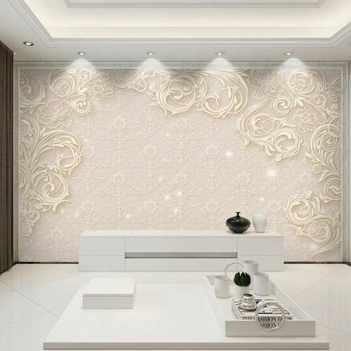 3D简单的欧式风格客厅卧室电视背景墙壁纸无障碍豪华墙布壁画沙发