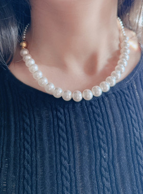磁力扣人造珍珠气质范项链女