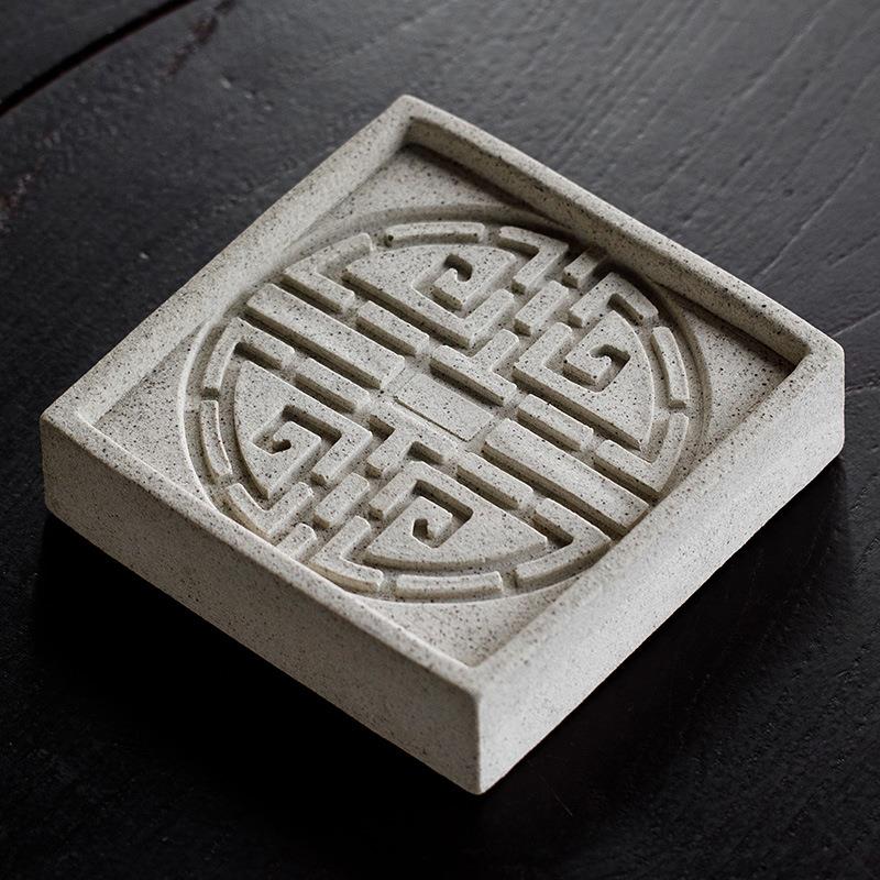 如意古陶可吸水粗陶壶承正方形陶瓷茶壶托盘蓄水壶垫茶托干泡台