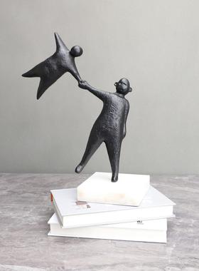 现代简约黑色父子拉手样板房售楼部卧室客厅电视柜桌面玄关摆件