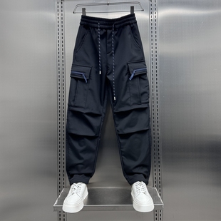 潮牌重磅加绒加厚伞兵裤男士2025冬季新款潮牌美式痞帅工装休闲裤