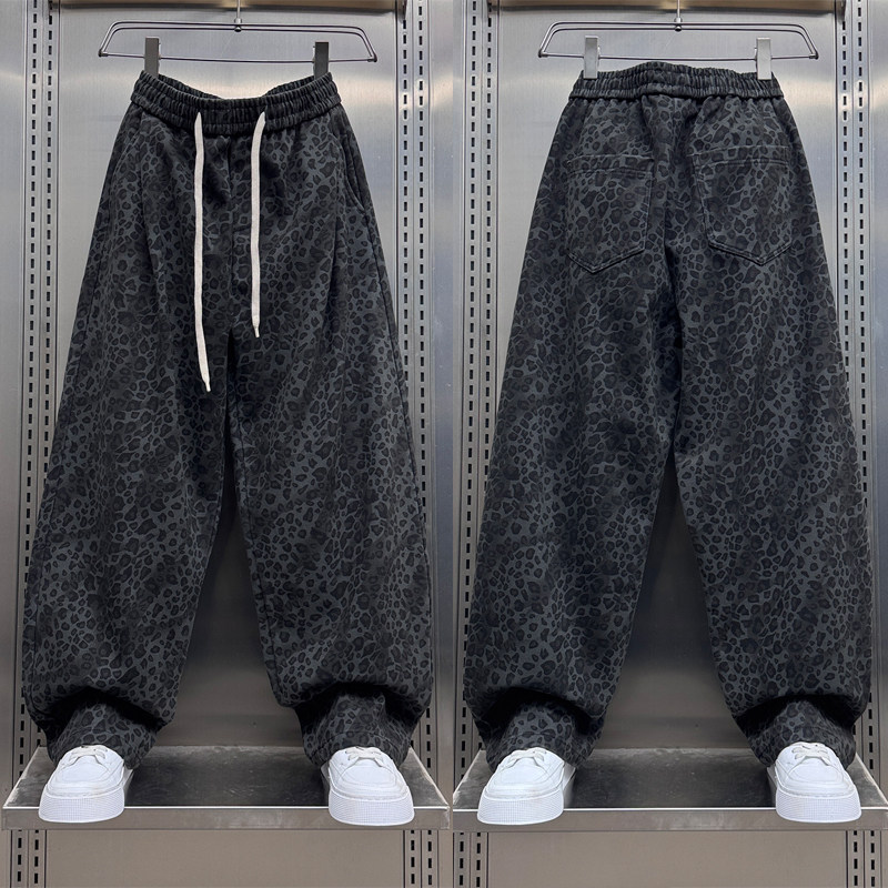 冬季2025迷彩保暖阔腿休闲裤男