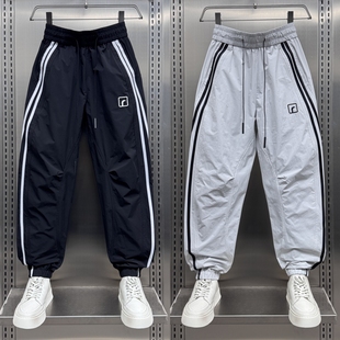 2025夏季新款男士休闲裤宽松直筒阔腿长裤子潮牌百搭工装束脚裤男