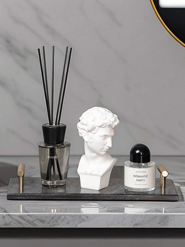 北欧卫生间香薰道具大理石托盘家饰软装品搭配套装样板房组合摆件