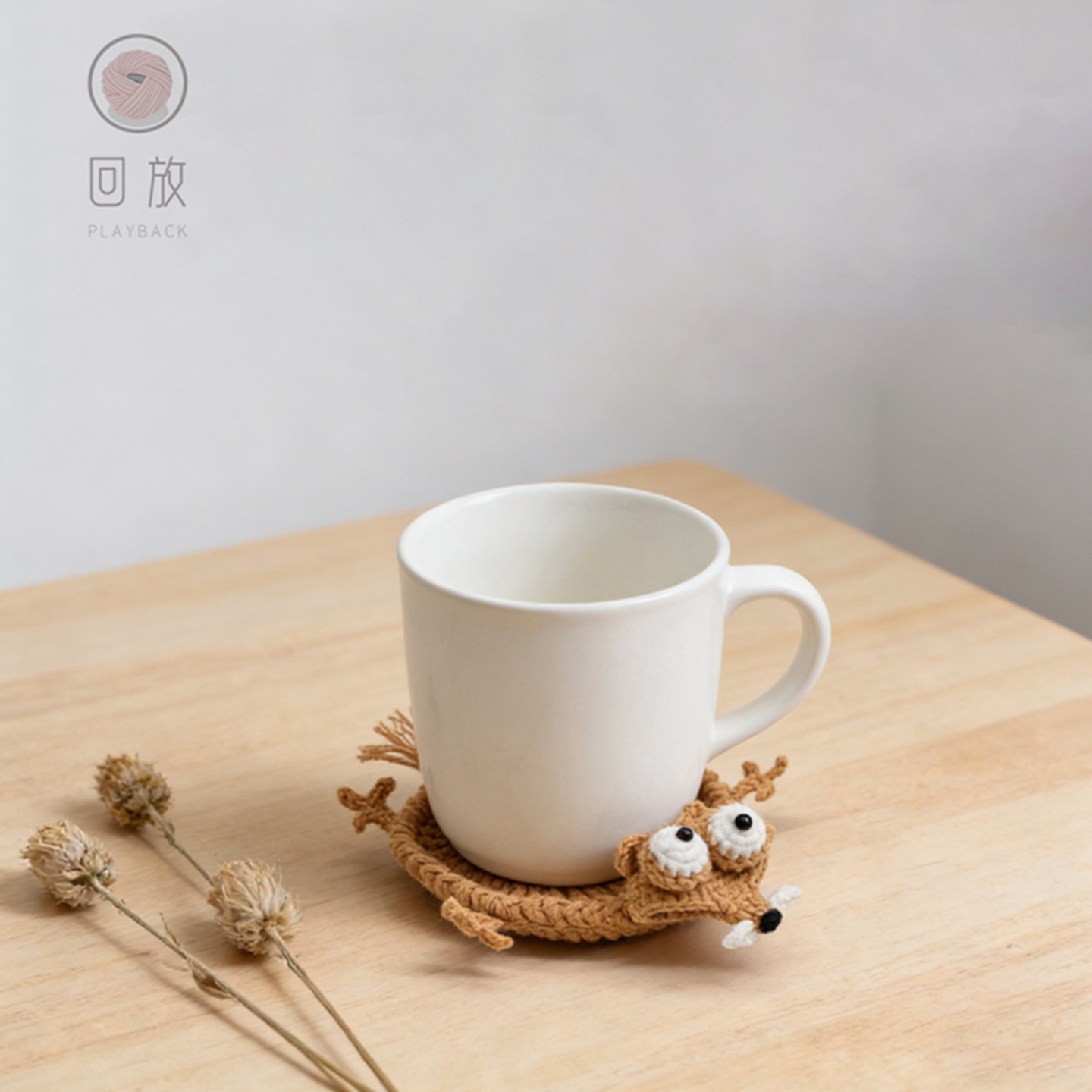 手工编织松鼠水杯隔热垫材料包图片