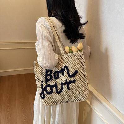 2025新款潮草编包女大容量单肩包