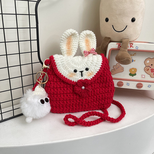 超火兔子小众针织包包2026新款迷你百搭斜挎包可爱卡通少女零钱包
