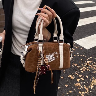 复古手提豹纹包包女2025新款秋冬季潮时尚卡通枕头包高级感斜挎包