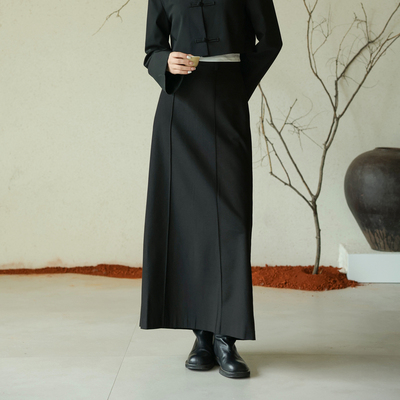 AIRIQI奥莱女装高腰半裙都市线条设计感显瘦百搭半身裙AF41BQ114