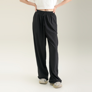 AIRIQI奥莱女装抽绳休闲裤时尚简约百搭宽松直筒长裤AI32CK698