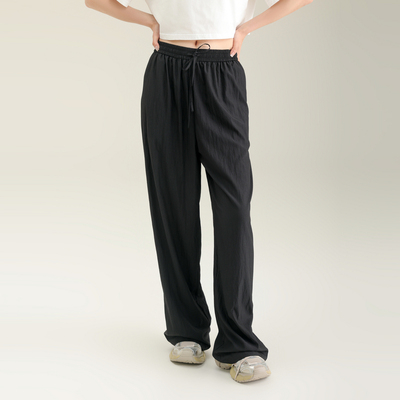 AIRIQI奥莱女装抽绳休闲裤时尚简约百搭宽松直筒长裤AI32CK698