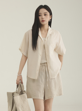 AIRIQI奥莱女装短袖衬衫都市通勤气质百搭宽松短款外套BZ32CS463