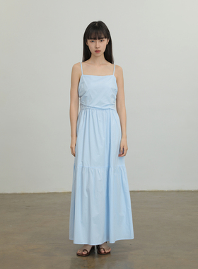 AIRIQI奥莱女装蓝色吊带裙时尚夏日清新显瘦百搭连衣裙AX42LQ116