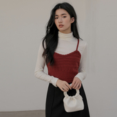 AIRIQI奥莱女装 红色背心舒适外搭毛针织衫 AH41BX164