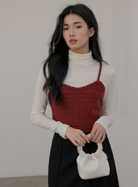 AIRIQI奥莱女装红色背心舒适外搭毛针织衫AH41BX164