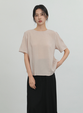 AIRIQI奥莱女装短袖衬衫都市通勤职场百搭显瘦短款小衫AH42XS276