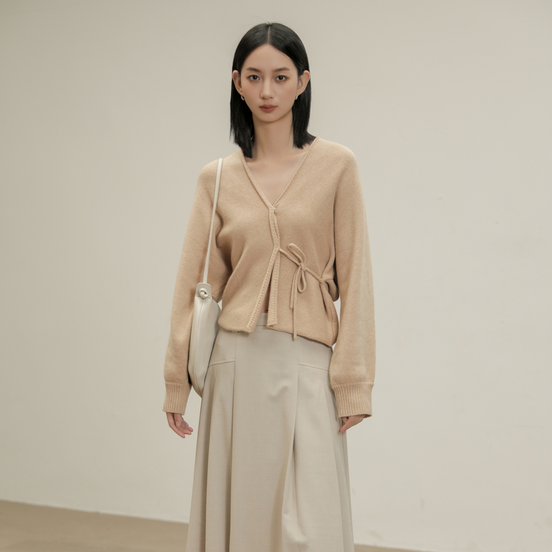 AIRIQI奥莱女装新中式开衫百搭简约舒适毛针织衫BZ41KS006