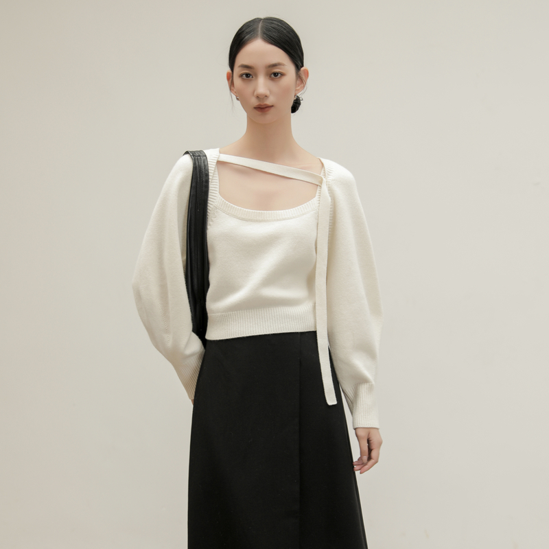 AIRIQI奥莱女装开衫套装百着新中式百搭显瘦针织衫套装BZ41TZ001