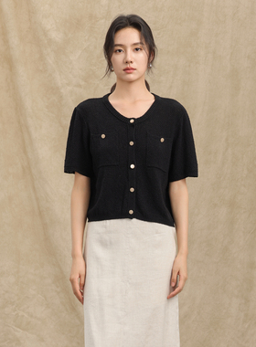 【特价秒杀】圆领开衫都市小香风极简显瘦短款针织衫AH42KS323