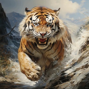 凶猛老虎镇宅贴纸汽车贴纸卧室衣柜墙面遮丑自粘防水贴纸