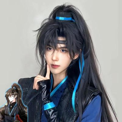 古风假发男长发男生少年感高马尾汉服新中式cos古装一体式全头套
