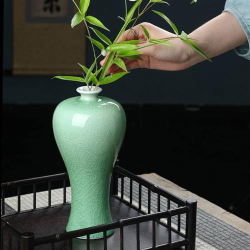 景德镇陶瓷小花瓶摆件客厅插花器干花新中式家居客厅简约桌面装饰