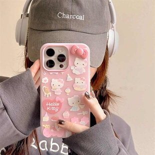 a56 a34防摔a55 a72 女a02果冻a07卡通a15可爱a23新款 粉色KT猫蝴蝶结适用三星s25fe手机壳s24ultra保护套s23