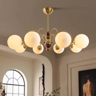 法式 中古风餐厅卧室书房灯高级感奶油风魔豆灯具 复古客厅吊灯美式