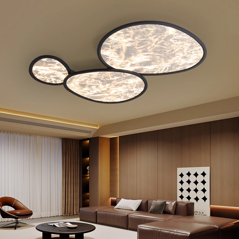 云雾客厅吸顶灯现代简约2024新高级感个性创意鹅卵石超薄客厅主灯