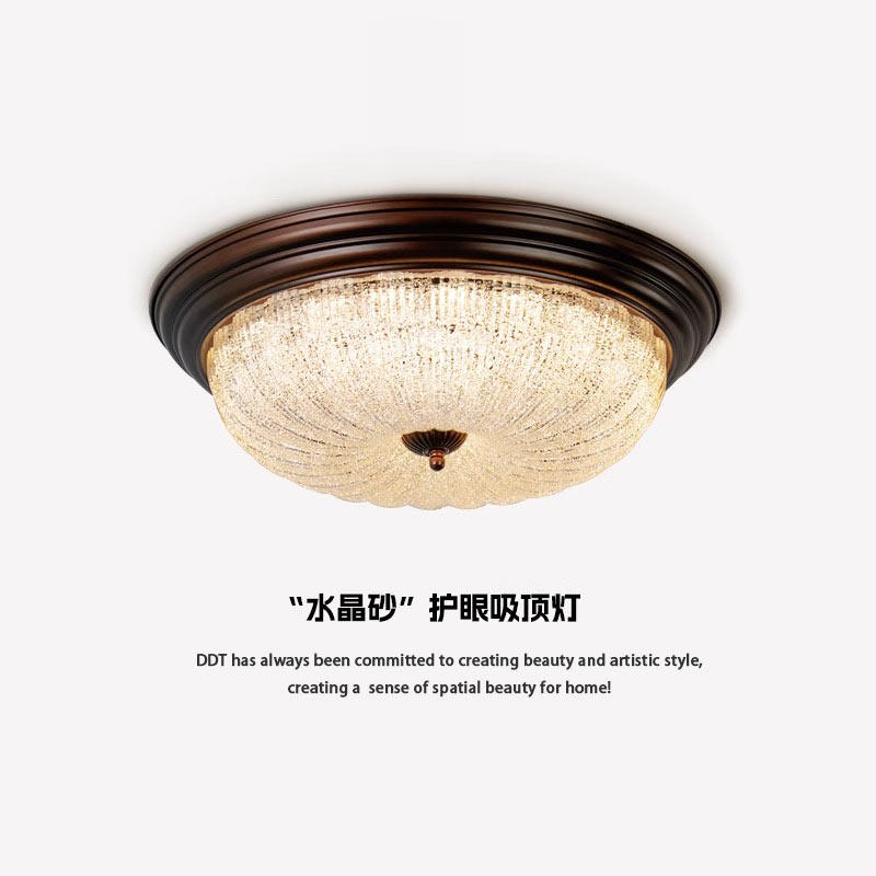 美式乡村吸顶灯复古卧室灯简约大气中古书房阳台灯百搭时尚新款灯