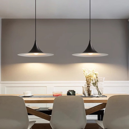丹麦设计师极简餐桌飞碟吊灯轻奢咖啡厅北欧吧台餐厅三头喇叭灯