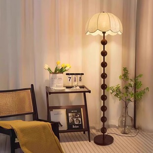 木纹落地灯北欧覆古中古客厅沙发极简装饰气氛灯护眼卧室床头灯具