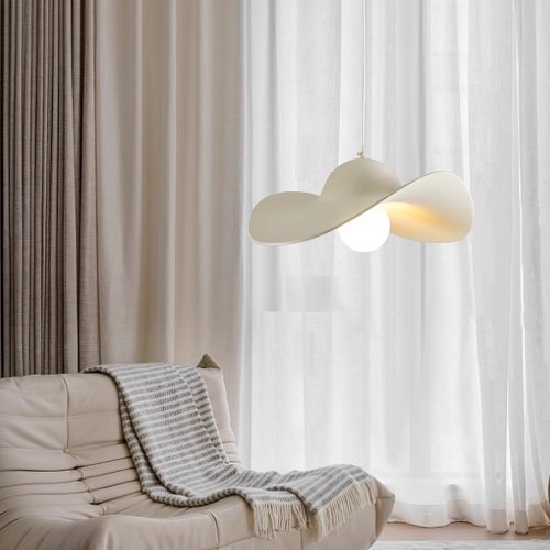 奶油餐厅吊灯设计师款极简现代简约创意帽子造型样板房展厅灯具